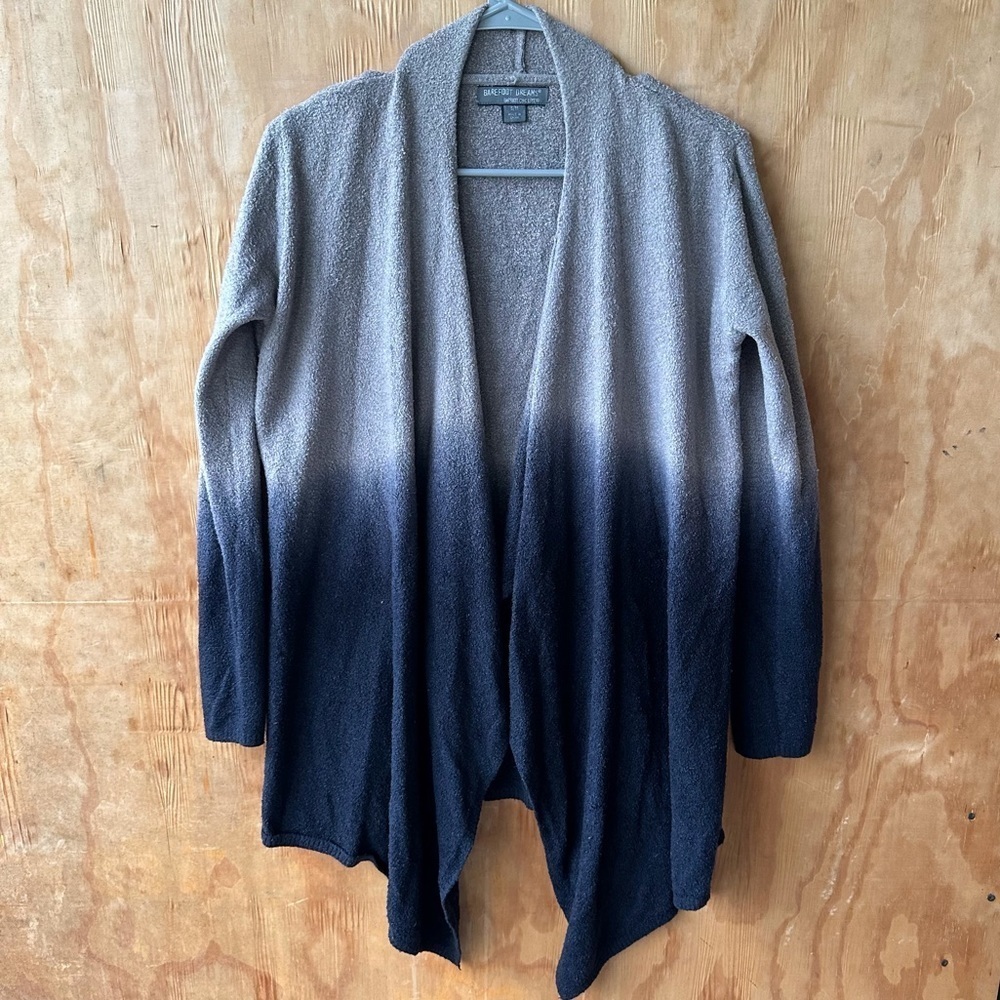 Barefoot Dreams Bamboo Cozy Chic Lite Ombre Open Front Gray Cardigan